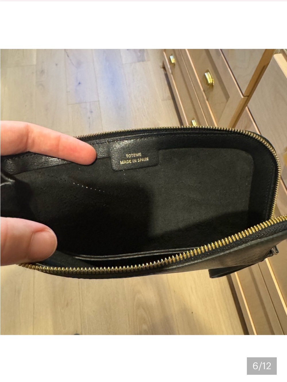 Toteme Black Leather Zip Pouch Gold Hardware - Picture 6 of 12